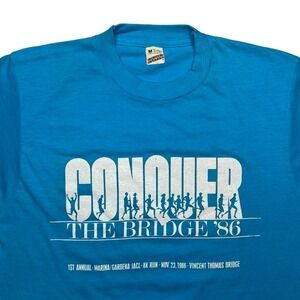 Vintage 80s 1986 Vincent Thomas‎ Bridge run shirt